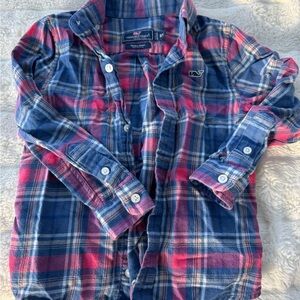 Vineyard Vines Kids Plaid Shirt - Navy and Pink